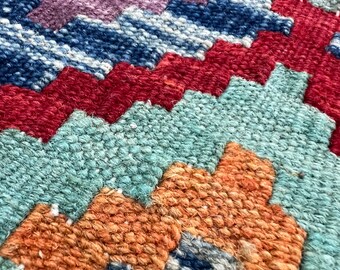 ハンドメイドのアフガニスタンキリムランナーラグ、伝統的な幾何学模様