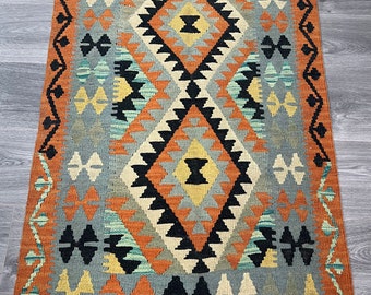 Handgemachter Vintage Afghanischer Kelim Teppich 123x81cm Naturfarben Kleiner Teppich Kinderteppich Schlafzimmer Teppich Eingang Teppich 100% Wolle