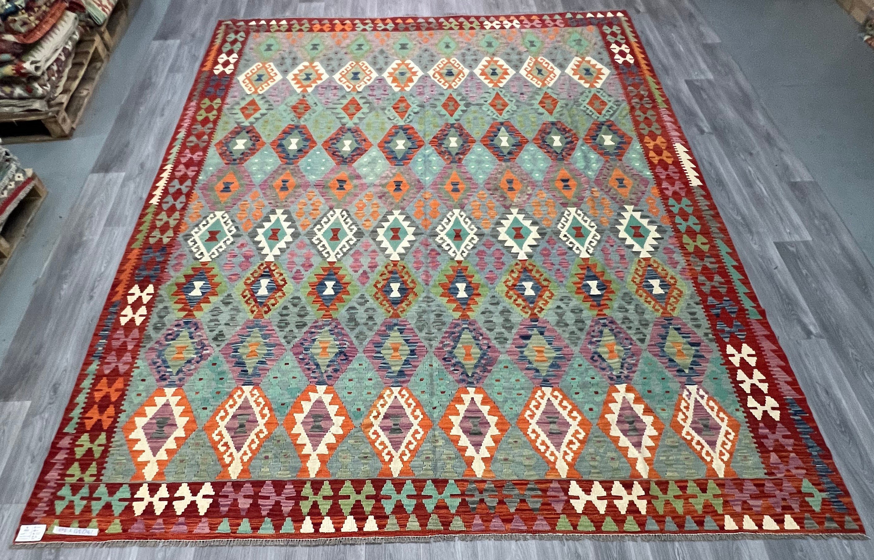 Handmade Afghan Kilim Rug | Oversize Flatweave Wool Area Rug