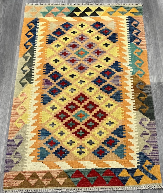Afghan Hodrang Kilim ※専用ページ Handmade Afghan Kilim Rug: Natural Wool, Traditional Design