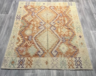 9x15 テラコッタ ヴィンテージ アフガン キリム ラグ、1940年代