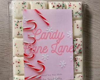 Candy Cane Lane Snap Bar Wax Melt | Balsam Fir and Peppermint Scented Wax Melts | Holiday Wax Melts | Christmas Wax Melts