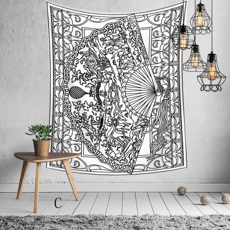 Line Drawing Tapestry Black and White Pattern Tapestry Etsy