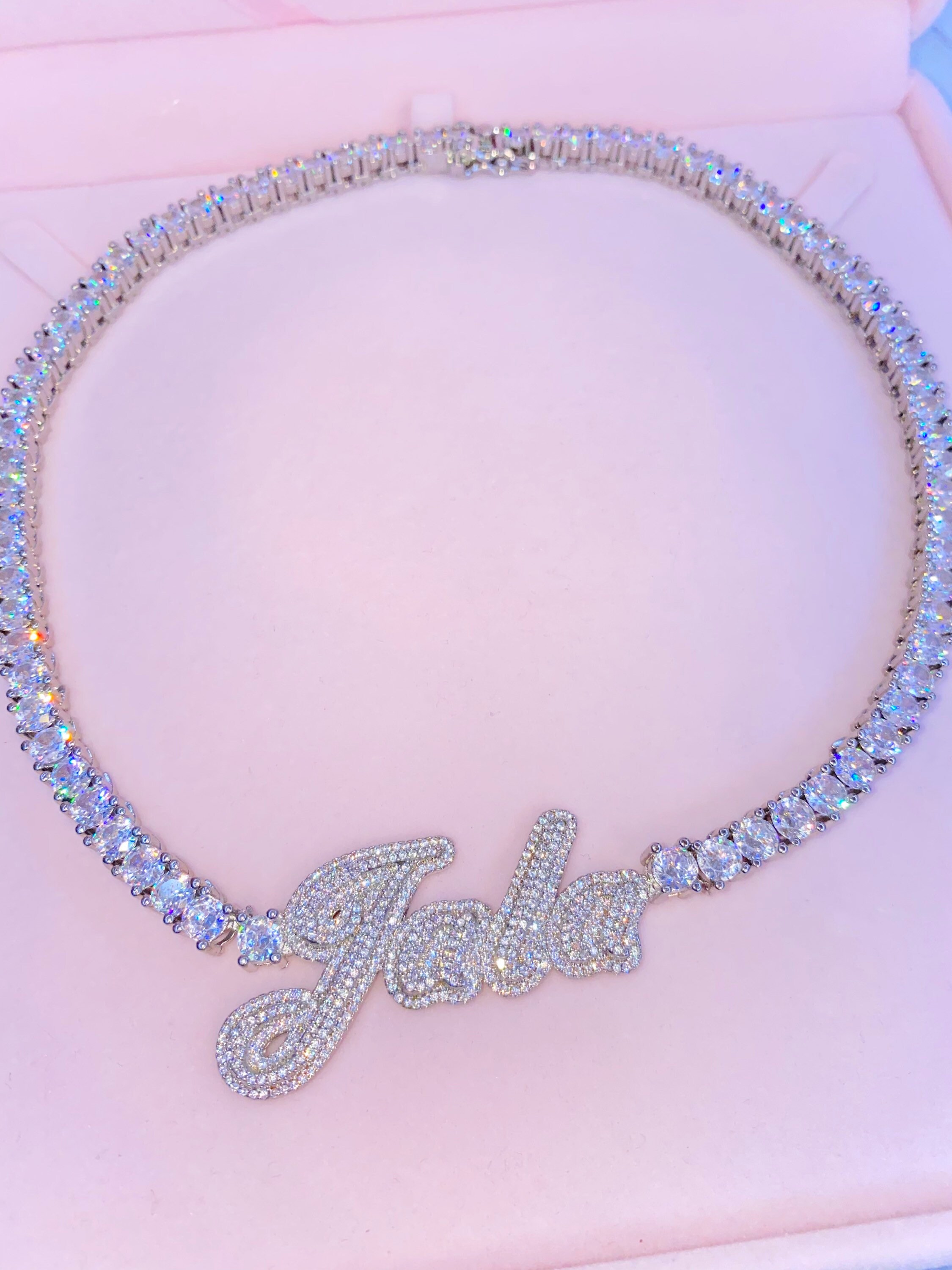 Iced Out Tennis Chain Name Necklace Etsy