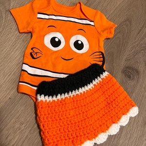Crochet newborn finding Nemo inspired hat and skirt