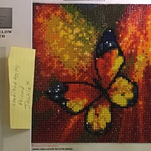finished modern art butterfly diamond by number w/how to frame instructions