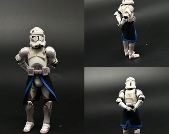 Kama negro y azul realista personalizado a escala 1:18 para Clone Trooper de 3,75 pulgadas