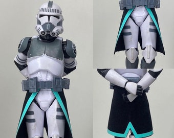 Kama realista personalizado en negro y verde azulado a escala 1:12 para Clone Trooper Black Series de 6 pulgadas