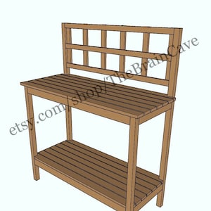 Banc de rempotage moderne extérieur avec étagère de rangement Plans numériques pour le travail du bois