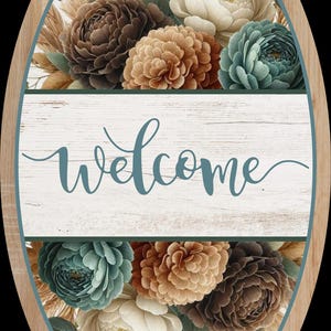 7x12 Oval Welcome Sign, Round Metal Welcome Decor, Boho Fall Wall Art ...