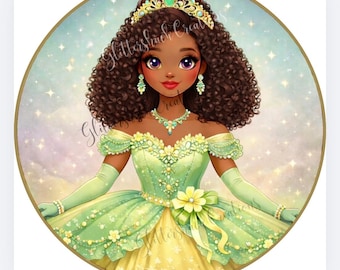 African American Curly Hair Princess Sign, Princess Wall Decor, Girls Fairytale Door Hanger, Princess Bedroom Decor, Princess Wall Art