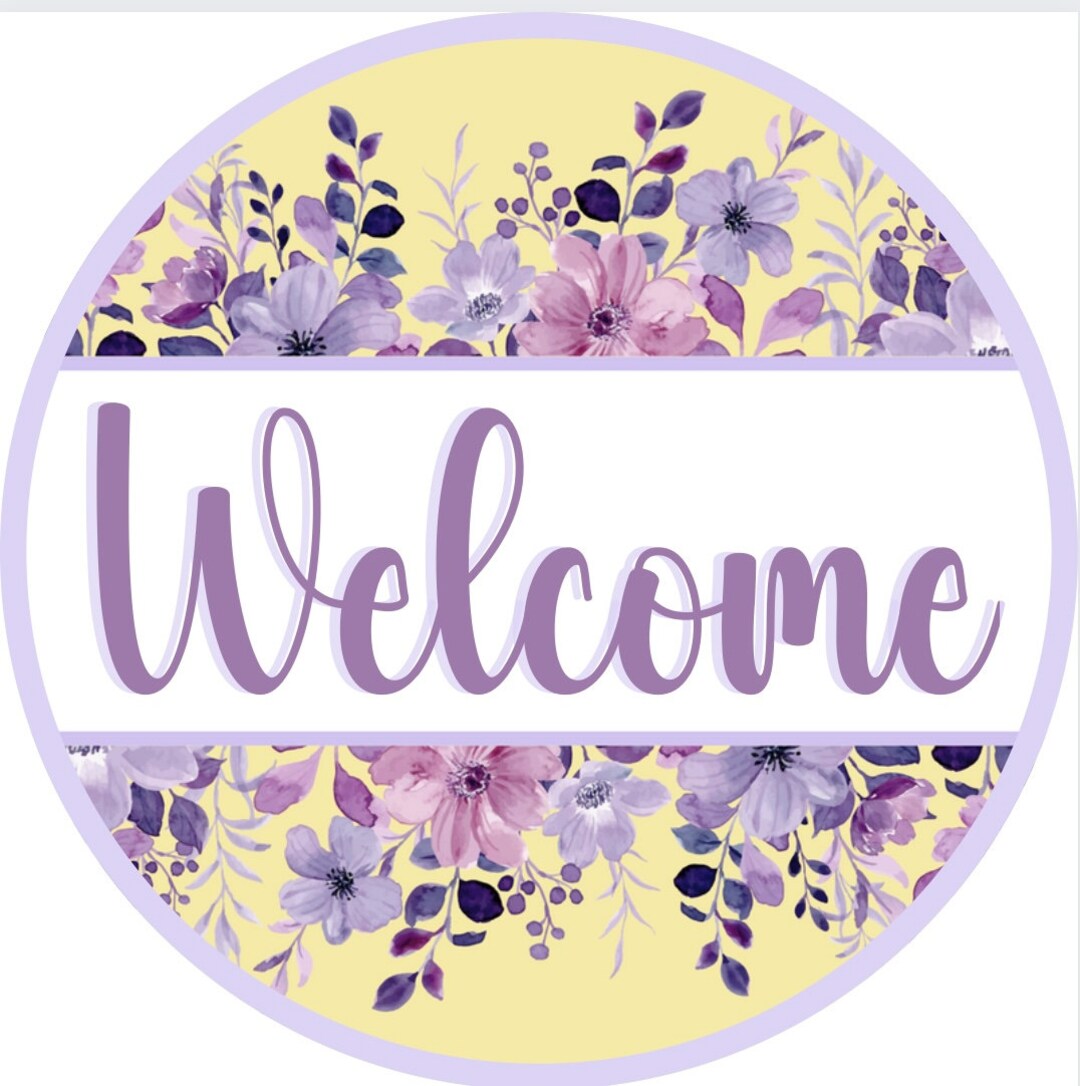 Welcome Violet Floral Welcome Sign, Purple Lavender Flowers, Door Hanger - Etsy