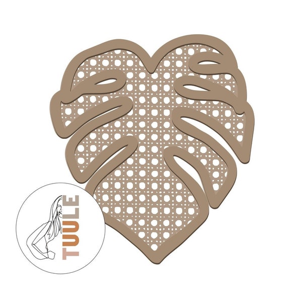 SVG Rattan Cane Monstera Leaf (LARGE)- Digital Laser Cut file - Glowforge file - svg wall hanging, shelf decor