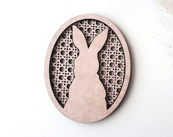 SVG Rattan Cane Easter Bunny Round (Digital Files) - Digital Laser Cut file - Glowforge file - svg Rabbit Basket Tag