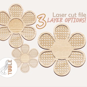 SVG Imitation Cane Daisy Set Digital File Digital Laser Cut file Glowforge file svg rattan flower image 1