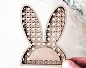SVG Rattan Cane Easter Bunny Basket Tag (Digital Files) - Digital Laser Cut file - Glowforge file - svg Rabbit Ears