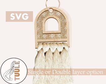 SVG Star Tile Macrame Arch Keychain Charm File - Fichier digital Laser Cut - Fichier Glowforge - svg