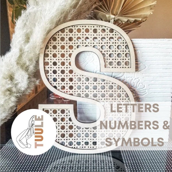 ORIGINAL Alphabet Rattan Cane  (Digital Files) - ALPHABET - 26 Letters - NUMBERS - 0-9 - Digital Laser Cut file - Glowforge file - svg eps