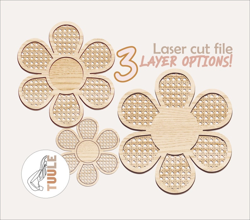 SVG Imitation Cane Daisy Set Digital File Digital Laser Cut file Glowforge file svg rattan flower image 1