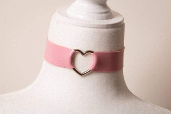 Pink Latex Heart Choker for Valentines 