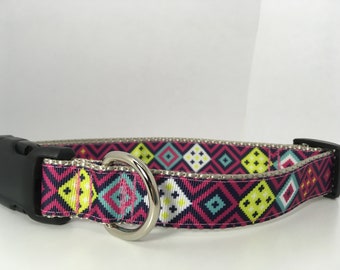 Pink Geometric Dog Collar