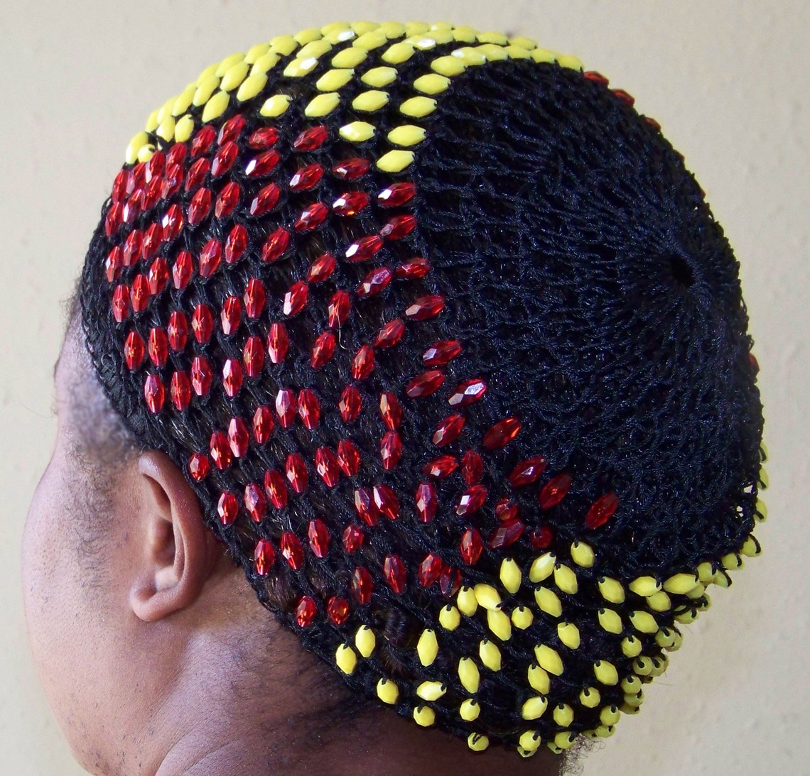 Full Beaded Hand Made Hair Net Multi Color Etsy