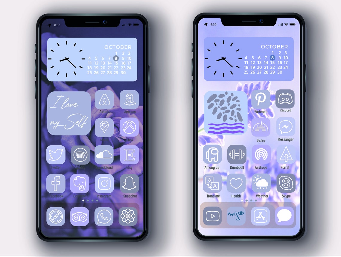 Purple Lavender Lilac Aesthetic iPhone iOS 14 App Icons | Etsy