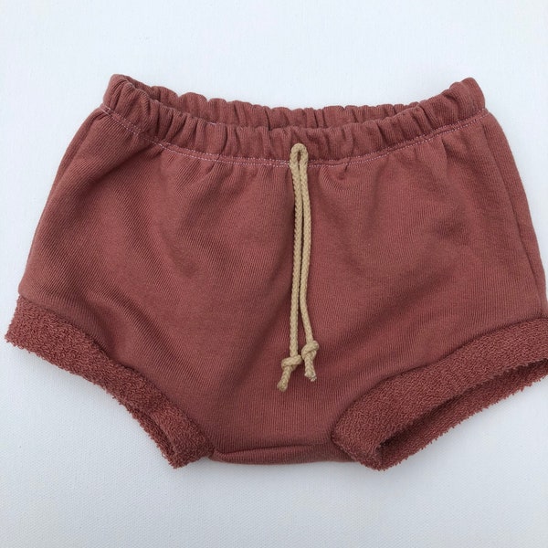 Retro Fig Organic Shorties Organic Mauve Baby Shorts Organic Knit Shorts Baby Shorts in Earth Tone Shorts  Unisex Summer Shorts