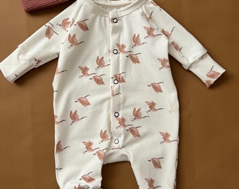 Geese Baby Romper Raglan Sleeve Kids Romper Cozy Coming Home Outfit Flying Geese Romper