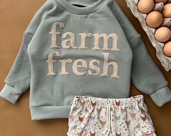 Farm Fresh Appliqué Sweater Farm Fresh Outfit Chicken Shorts Farm Fresh Sweater