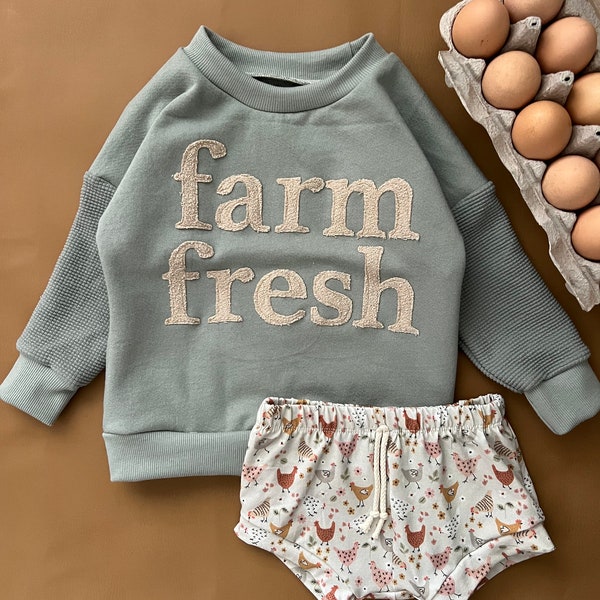Farm Fresh Appliqué Sweater Farm Fresh Outfit Chicken Shorts Farm Fresh Sweater