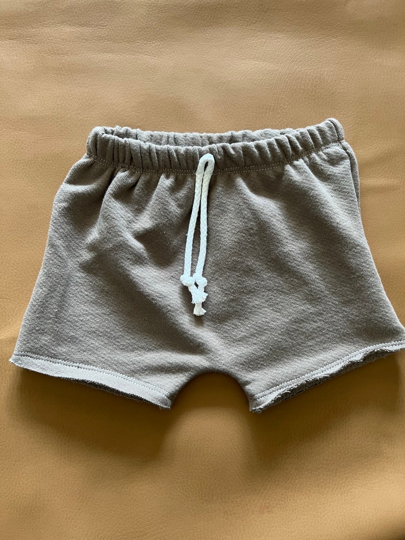 Retro Boy Shorts Unisex Organic Cotton French Terry Baby Shorts Kid Shorts Earthtone Boy Short NB-6 image 3