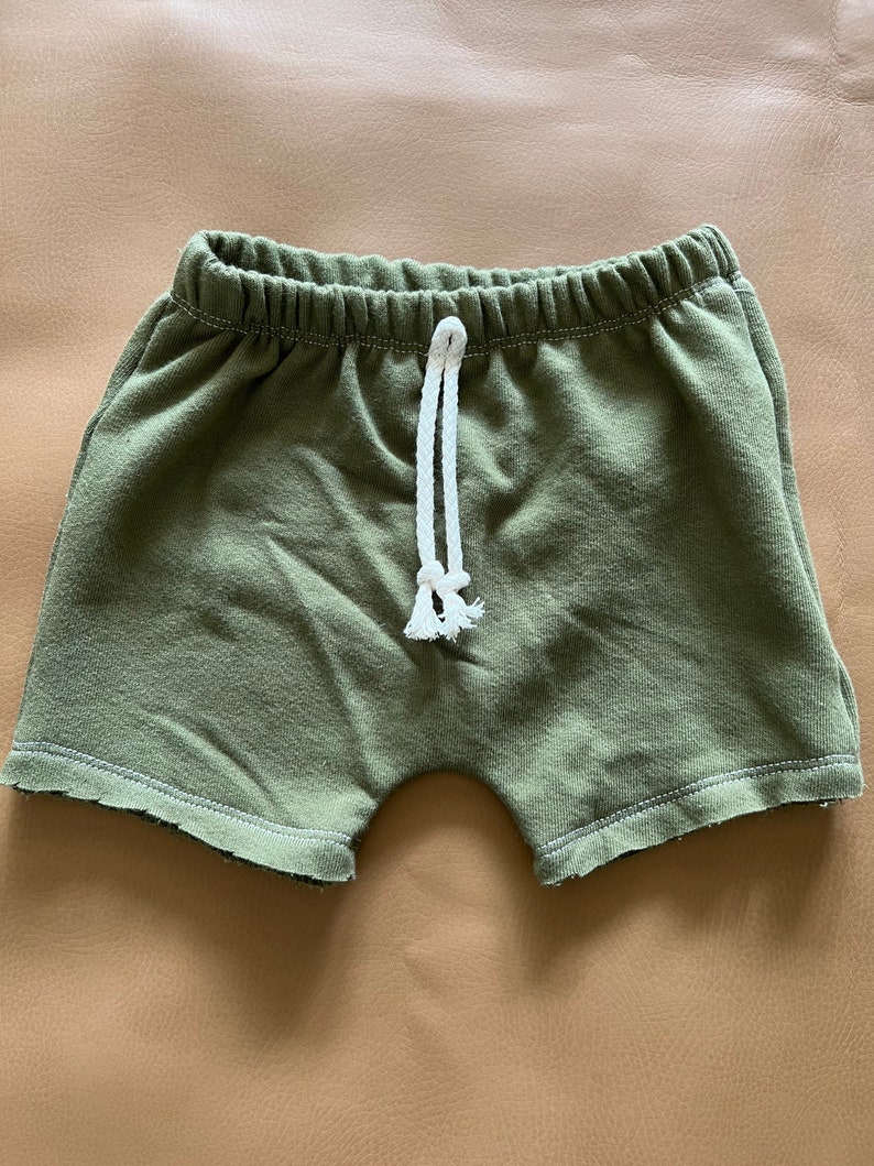 Retro Boy Shorts Unisex Organic Cotton French Terry Baby Shorts Kid Shorts Earthtone Boy Short NB-6 image 2
