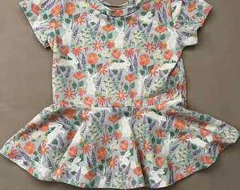 Easter Bunny Peplum Tee Bunny Floral Peplum Top Girls Peplum Tee Spring Floral Peplum