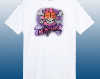 girls basketball skull design t-shirt