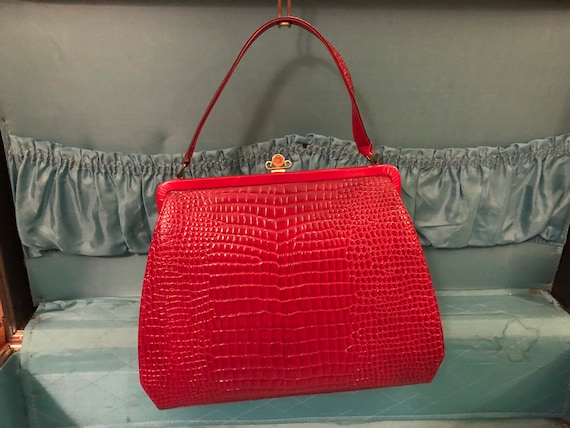 Red Leather Melbourne Vintage Handbag,