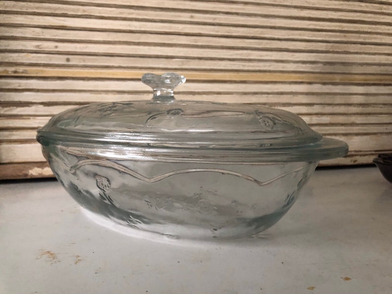 Vintage Glass Baking Dish with lid Etsy