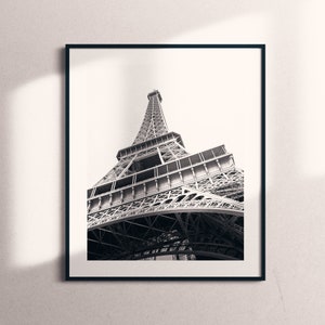 Paris Eiffel Tower Black and White Wall Art, Instant Download, Printable Wall Decor, Travel Photography, Paris Travel Poster