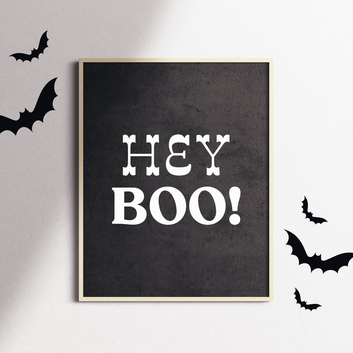 Halloween Printable Wall Art, Hey Boo, Spooky Wall Decor, Instant