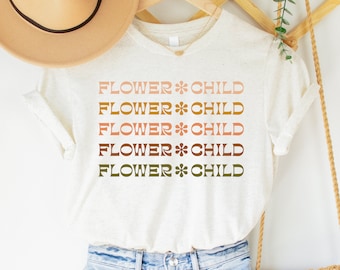 Flower Child Cute Hippie T-shirt, Boho Graphic Tee, Unisex Tee, Vintage Style Tee