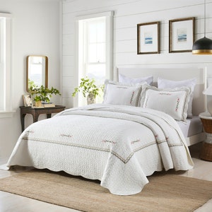 3-Piece 100% Embroidery Cotton Oversized Bedspread Set Craft Coverlet Set S98