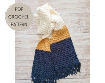 Color Block Crochet Scarf Pattern PDF, Crochet Super Scarf Pattern, Men's Crochet Scarf, Women's Crochet Scarf, Unisex Crochet Scarf