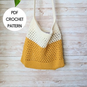 Crochet Bag Pattern PDF, crochet tote bag pattern, crochet market bag, shoulder bag pattern, farmers market bag imagen 8