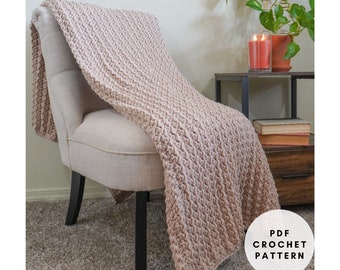 Crochet Blanket PDF Pattern, Crochet Blanket Pattern Easy, Crochet Textured Blanket Pattern, Crochet Throw Blanket Pattern, includes 4 sizes