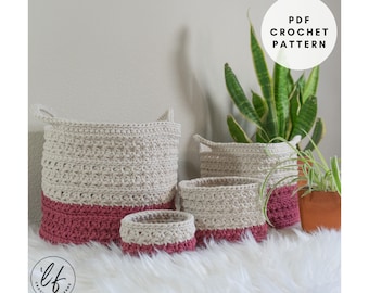 Crochet Basket Pattern PDF, Crochet Storage Basket Pattern, Round Crochet Basket Pattern, 4 sizes