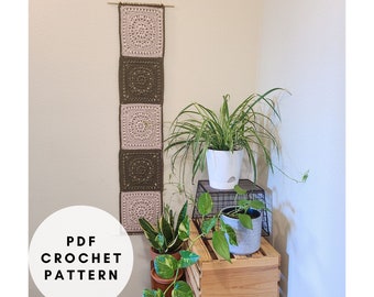 Crochet Wall Hanging Pattern PDF, Granny Square Crochet Wall Hanging, Crochet Home Decor, Crochet Wall Decor