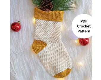 Crochet Christmas Stocking Pattern, Crochet Christmas Decor Pattern, Crochet Christmas Stocking, Crochet Holiday Stocking