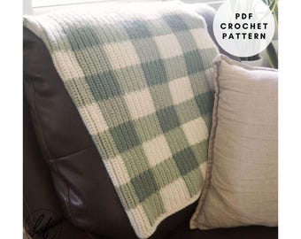 Gingham Crochet Baby Blanket Pattern PDF, Gender Neutral and Classic Baby Afghan