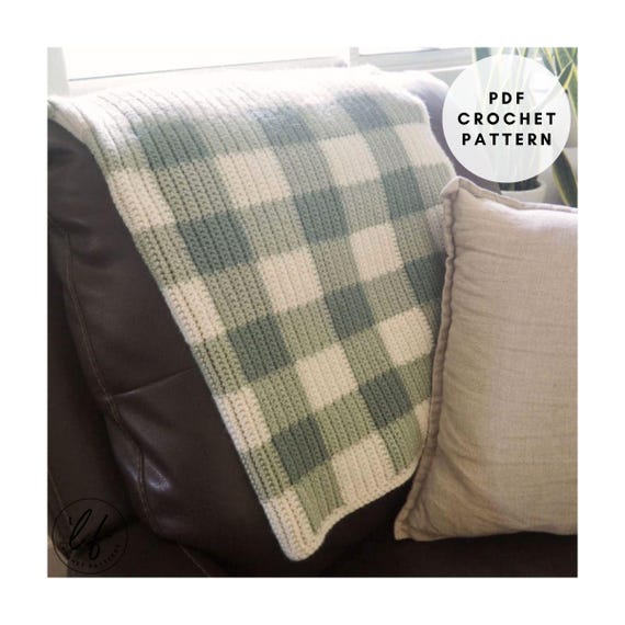 Gingham Crochet Baby Blanket Pattern PDF, Gender Neutral and Classic Baby Afghan