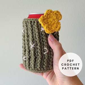 Crochet Can Cozy Pattern PDF | Crochet Cactus Can Cozy | Crochet Can Koozie